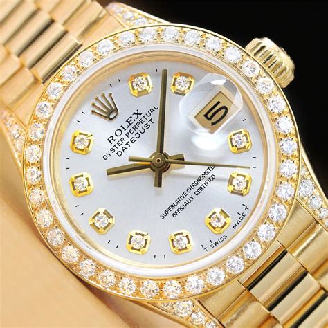 gold and diamond ladies rolex|Rolex ladies diamond bezel watch.